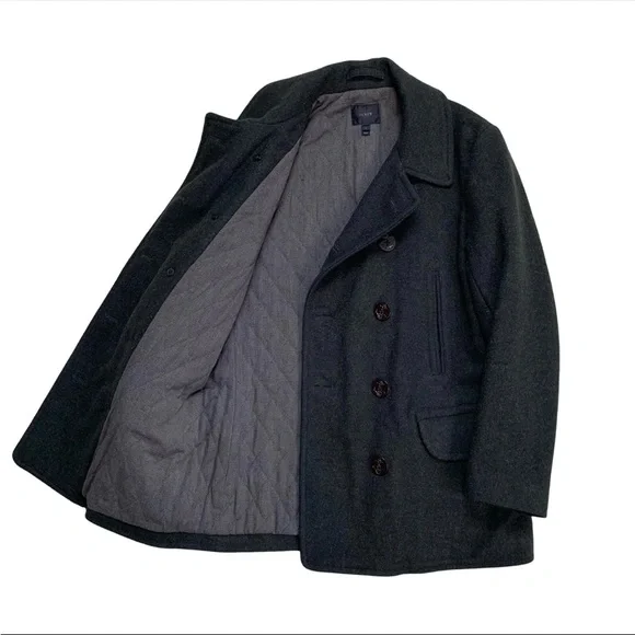 J.Crew 100% Wool Peacoat – Olive Green (L) | Classic Warm Heavyweight Coat - Picture 8 of 11